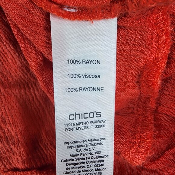 Women's Orange Chico's Blouse Top Cold Shoulder 3/4 Sleeve Round Neck Size 3 - Picture 7 of 12